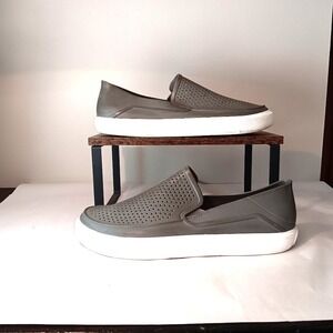 Crocs CitiLane Roka Slip On Mens Size 10 Grey Green Perforated Boat shoe sneaker